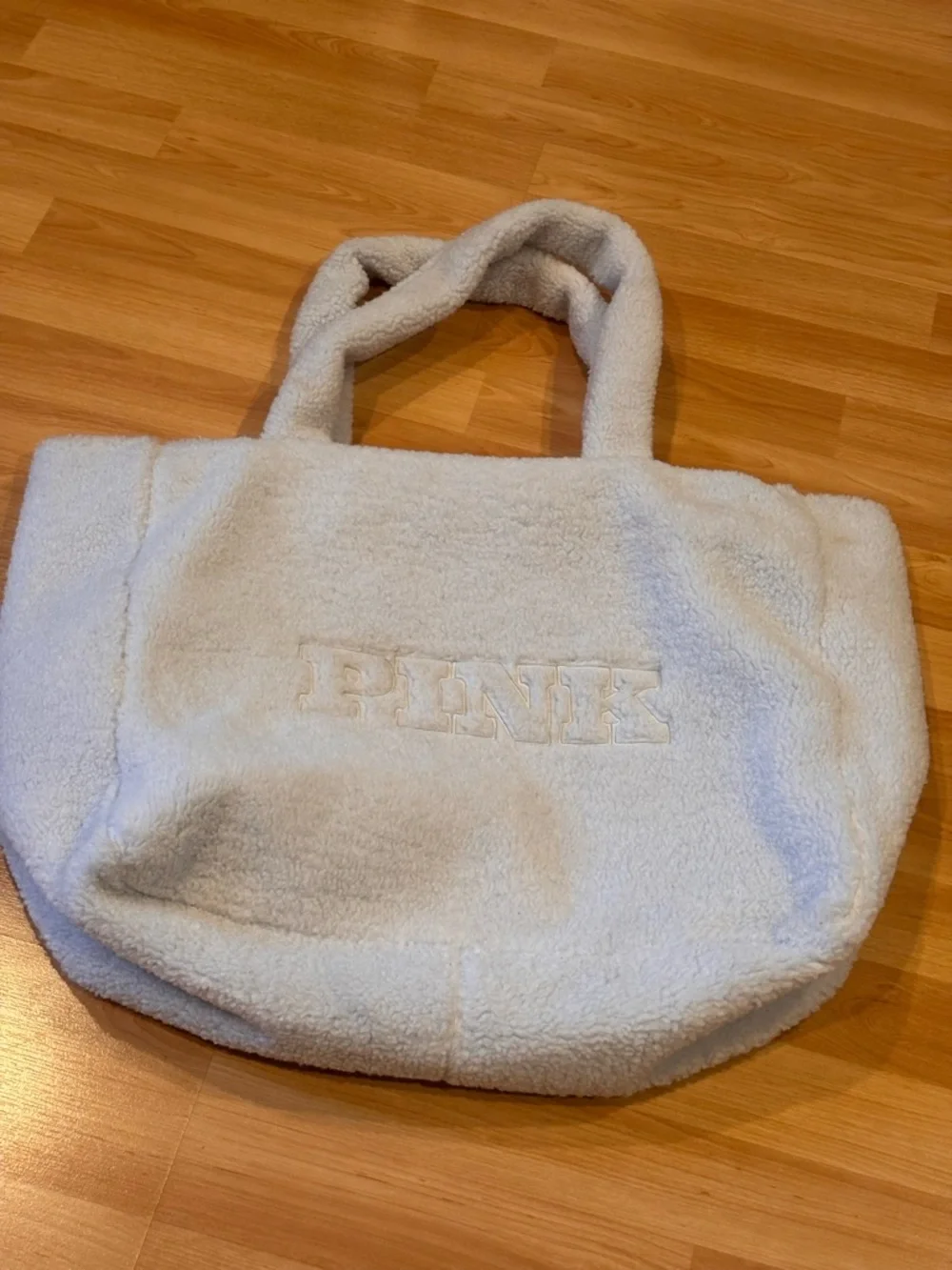 PINK Victoria's Secret Plush Sherpa‎ Tote in  Light Cloud Blue